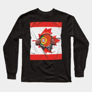 Portugal Flag Canadian Flag Ripped - Gift for Portuguese From Portugal Long Sleeve T-Shirt